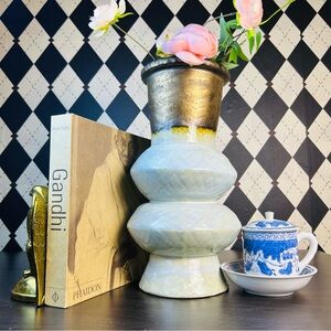 Sculptural 14” Mid Century Modern Studio Pottery Vase Luxury Interiors| Vintage